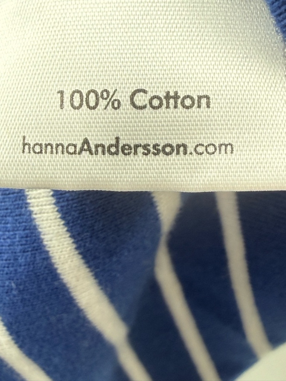 Hanna Andersson Girl’s Long Sleeve 100% Cotton Blue White Stripe Dress Size 8 - Picture 7 of 8
